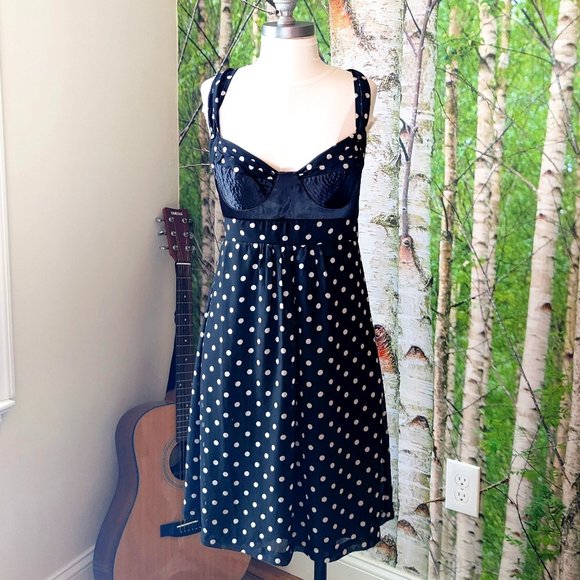 Guess Dresses & Skirts - Vintage Y2K Guess Black Polka Dot Quilted Bustier Dress